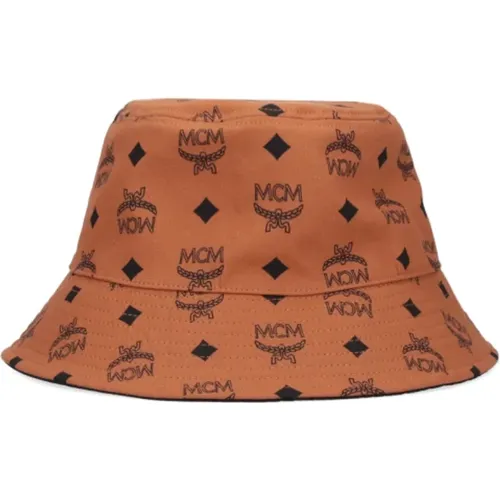 Wendbare Bucket Hat, Beige Baumwolle Logo Print - MCM - Modalova