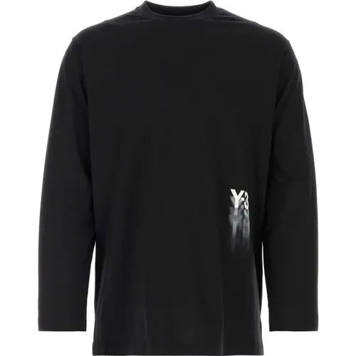Schwarzes Baumwoll-T-Shirt , Herren, Größe: M - Y-3 - Modalova