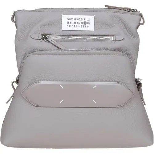 Grey Leather Shoulder Bag , female, Sizes: ONE SIZE - Maison Margiela - Modalova