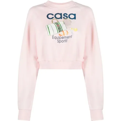 Sporty Printed Cropped Sweatshirt,Bedruckter Crop-Sweatshirt - Casablanca - Modalova