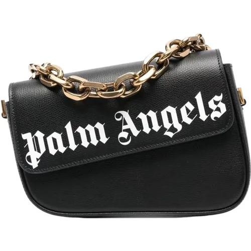 Schwarze Schultertasche mit Kette - Palm Angels - Modalova