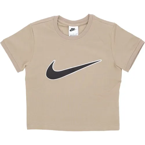 Swoosh Logo Cropped T-Shirt Khaki , female, Sizes: XS, M, S, L - Nike - Modalova