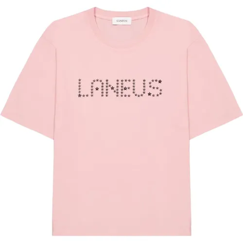 Rosa T-Shirt mit personalisierter Beschriftung - Laneus - Modalova