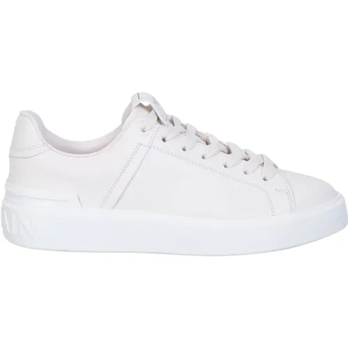 Weiße Leder-Basketball-Sneakers , Damen, Größe: 38 EU - Balmain - Modalova