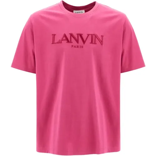 Besticktes Logo Crew Neck T-Shirt - Lanvin - Modalova