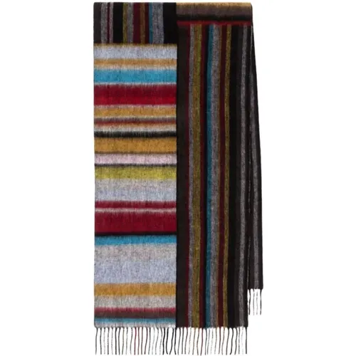 Square Design Wool Striped Scarf , male, Sizes: ONE SIZE - PS By Paul Smith - Modalova