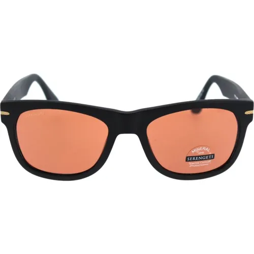 Matt Schwarz Photochromic Sonnenbrille , Damen, Größe: 57 MM - Serengeti - Modalova