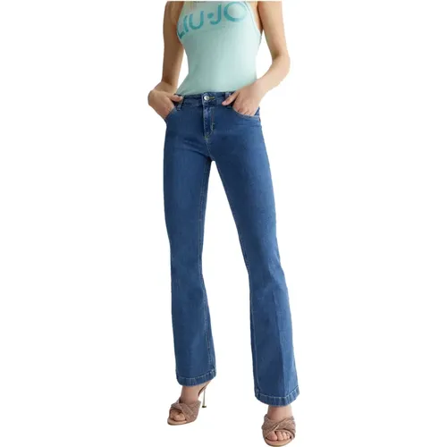 Blaue Denim Flare Jeans mit Perlen - Liu Jo - Modalova