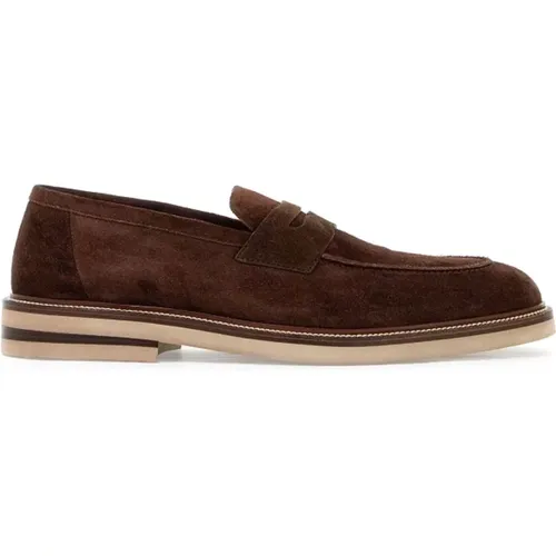 Suede Loafers with Rubber Sole , male, Sizes: 6 UK - BRUNELLO CUCINELLI - Modalova