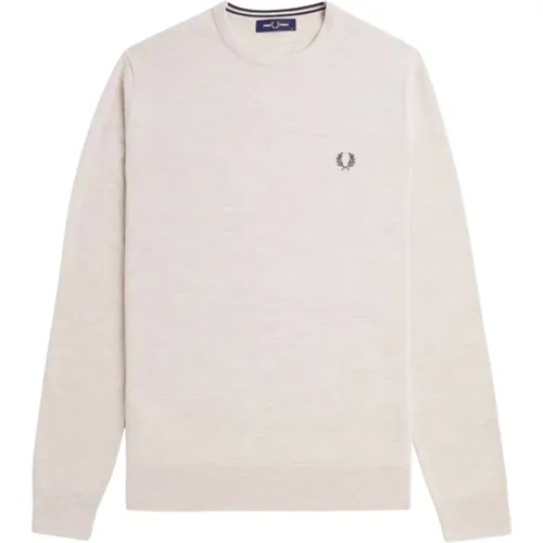 Klassischer Rundhalsausschnitt Merinowollmischung Pullover , Herren, Größe: M - Fred Perry - Modalova