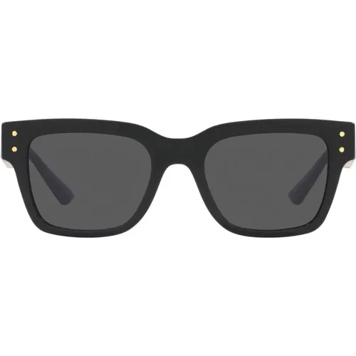 Schwarze/Graue Sonnenbrille , Herren, Größe: 52 MM - Versace - Modalova