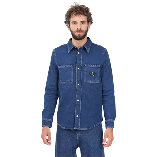 Denim Casual Hemd mit Monogramm-Logo , Herren, Größe: M - Calvin Klein Jeans - Modalova