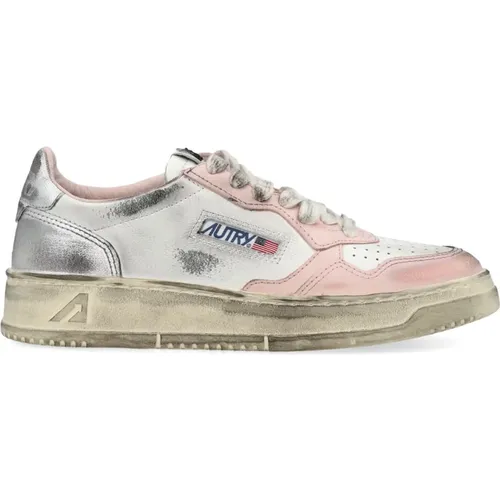 White Pink Medalist Low Sneakers , female, Sizes: 3 UK - Autry - Modalova