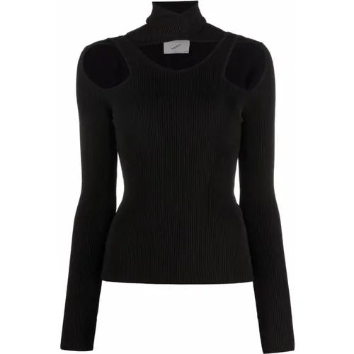 Schwarzer Pullover mit Ausschnitten , Damen, Größe: S - Coperni - Modalova