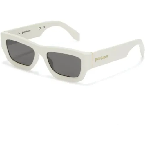 Weiße Sonnenbrille mit Original-Etui , unisex, Größe: 53 MM - Palm Angels - Modalova