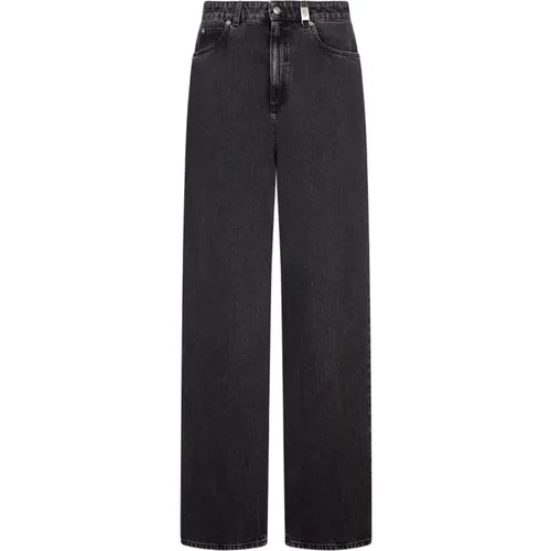 Schwarze Wide-Leg Denim Jeans - alexander mcqueen - Modalova