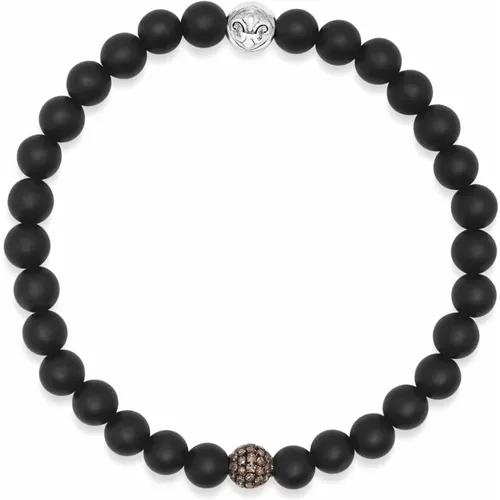 Men's Grey Diamond Wristband with Onyx - Nialaya - Modalova