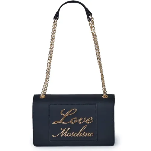 Eco-Leather Baguette with Gold Metal Brand Logo , female, Sizes: ONE SIZE - Love Moschino - Modalova