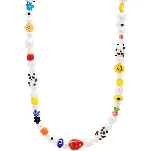 Baroque Pearl Choker with Assorted Beads , male, Sizes: ONE SIZE - Nialaya - Modalova