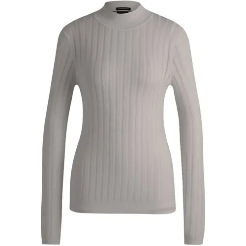 Strukturierter Rollkragenpullover - Grau , Damen, Größe: M - Hugo Boss - Modalova