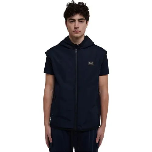 Cotton Jersey Vest Jacket with Hood and Zip Closure , male, Sizes: M - Dolce & Gabbana - Modalova