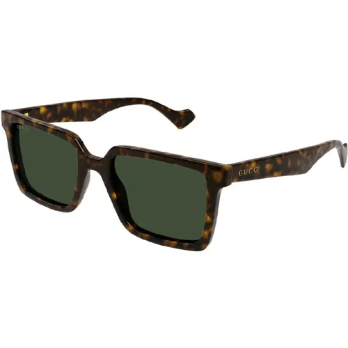 Stylish Sunglasses in Havana with Green Lenses , female, Sizes: 55 MM - Gucci - Modalova