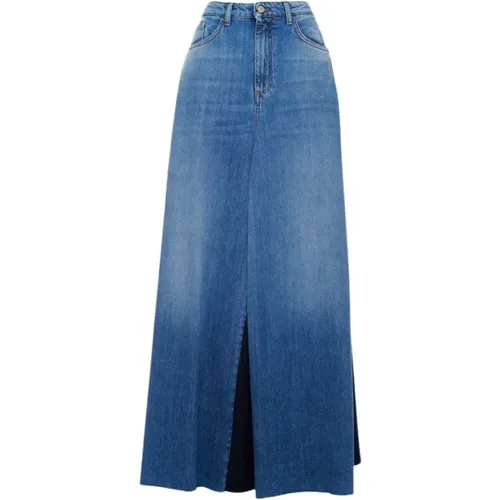 Denim Maxi Rock , Damen, Größe: W28 - Manila Grace - Modalova