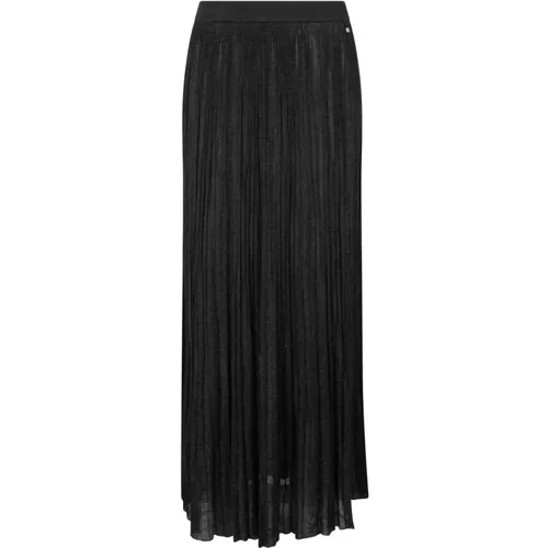 Lurex Plissé Knit Midi Skirt , female, Sizes: L - Herno - Modalova