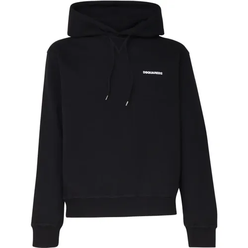 Schwarzer Baumwoll-Kapuzenpullover , Herren, Größe: 2XL - Dsquared2 - Modalova