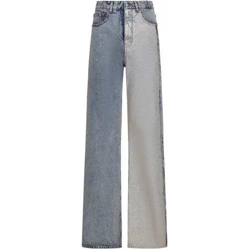 Blaue Two-Tone Flared Leg Jeans - MM6 Maison Margiela - Modalova