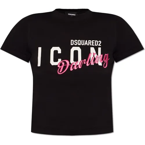 T-Shirt mit Logo , Damen, Größe: M - Dsquared2 - Modalova
