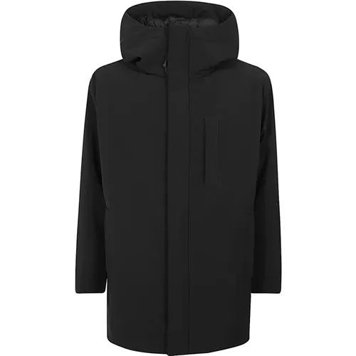 Schwarzer Parka mit Kapuze und langen Ärmeln , Damen, Größe: XL - Aspesi - Modalova