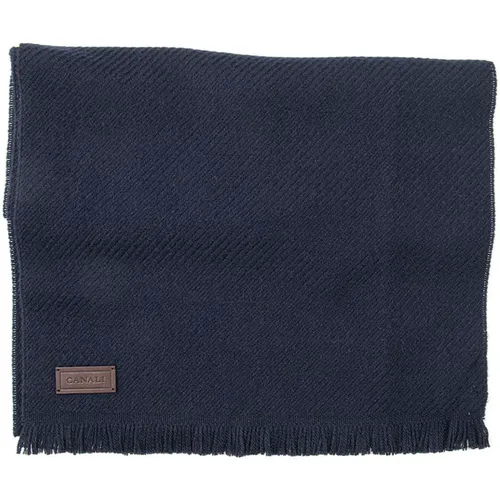 Classic Wool Scarf with Diagonal Print , male, Sizes: ONE SIZE - Canali - Modalova