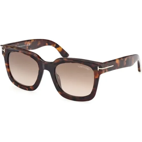 Braune Spiegel-Sonnenbrille Dunkles Havana-Gestell - Tom Ford - Modalova