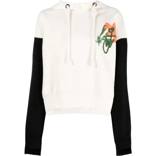 Weiße Iris Print Hoodie Pullover - JW Anderson - Modalova