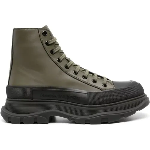 Leather Ankle Boots with Contrasting Stitching , male, Sizes: 6 UK - alexander mcqueen - Modalova