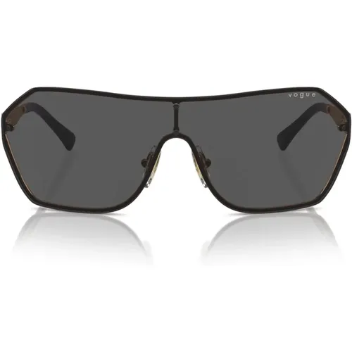 Modische Masken Sonnenbrille Schwarz-Gold , Damen, Größe: 65 MM - Vogue - Modalova