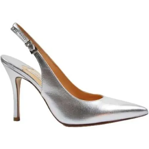 Silver Laminate Slingback Pumps , female, Sizes: 2 UK, 3 UK, 4 UK - Roberto Festa - Modalova