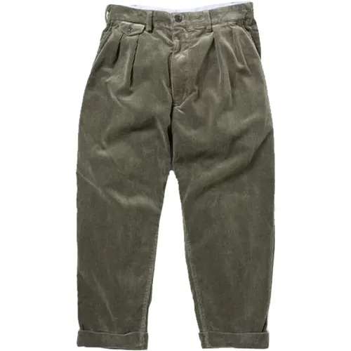 Dark Corduroy Pants with Double Pleats , male, Sizes: XL - Beams Plus - Modalova