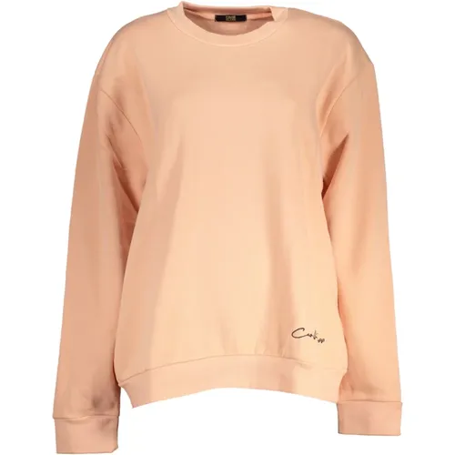 Rosa Langarm Bestickter Pullover , Damen, Größe: M - Cavalli Class - Modalova