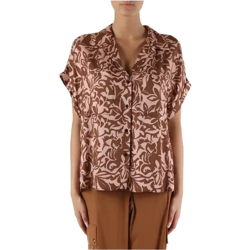 Short-sleeve viscose shirt with all-over print , female, Sizes: 2XL - Elena Mirò - Modalova