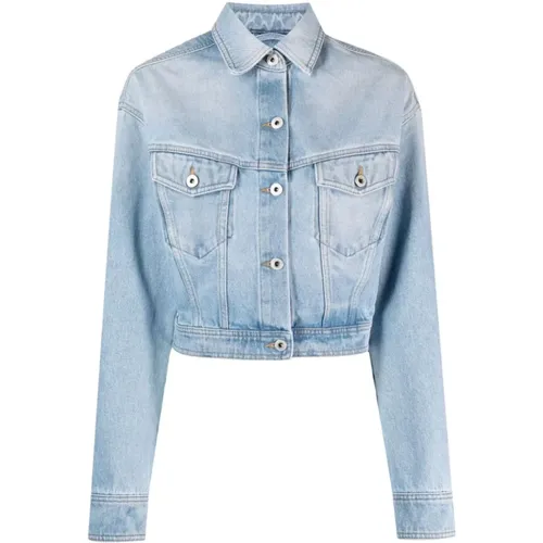 Cropped Denim Coat in Bleached , female, Sizes: XS - Off White - Modalova