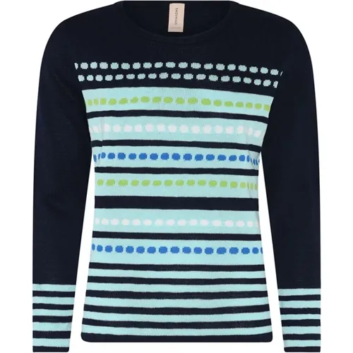 Striped Dotted Pullover Blouse Blue/Mint , female, Sizes: M, 2XL - Skovhuus - Modalova