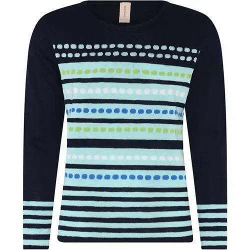 Striped Dotted Pullover Blouse Blue/Mint , female, Sizes: XL, M, 2XL, L - Skovhuus - Modalova