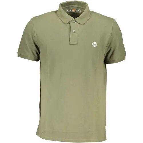Grünes Baumwoll-Poloshirt mit Stickerei , Herren, Größe: M - Timberland - Modalova