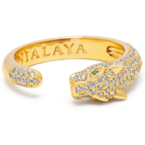 Womens Panther Wrap Ring in Gold , female, Sizes: 52 MM, 50 MM, 56 MM, 54 MM - Nialaya - Modalova