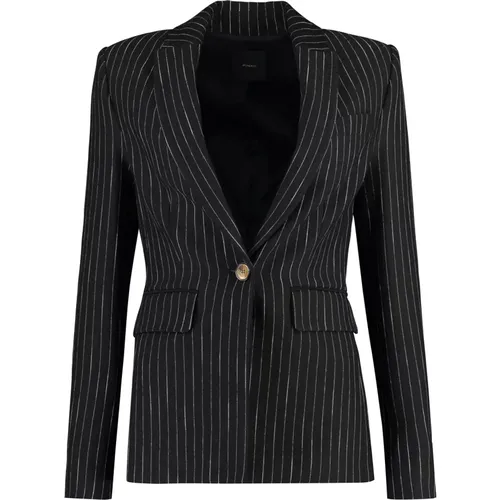 Pin-striped Einreihige Jacke , Damen, Größe: M - pinko - Modalova