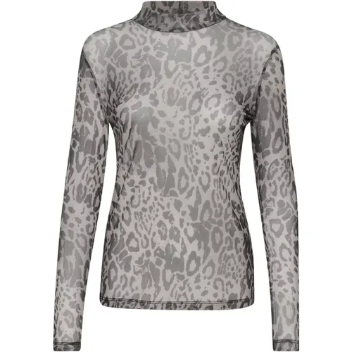 Leopard Mesh Long Sleeve Top , female, Sizes: 2XL, L, S, M, XL - Kaffe - Modalova