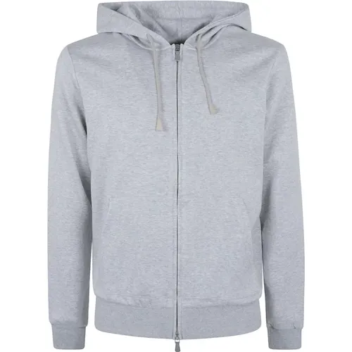 Light Grey Melange Hooded Sweatshirt , male, Sizes: XL, 2XL, M, S, L - Eleventy - Modalova