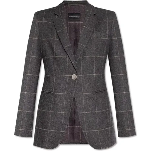 Blazer with check pattern , female, Sizes: XS, S - Emporio Armani - Modalova